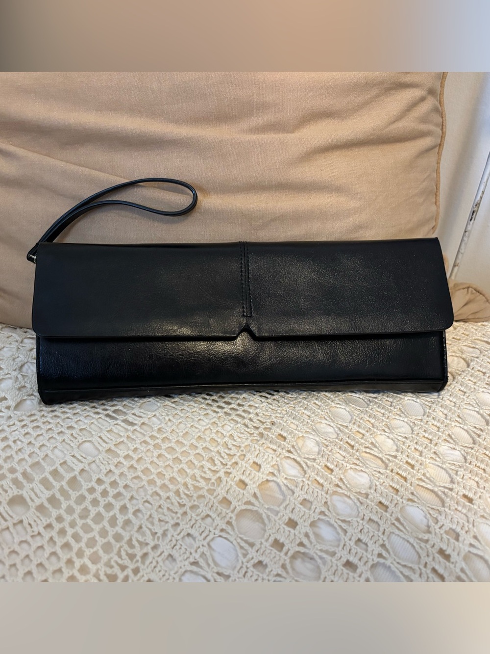 Alfani Black Leather Wristlet Clutch